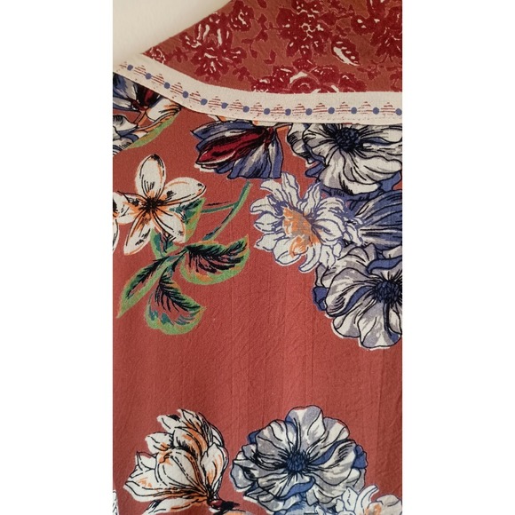 Angie Size Large Boho Floral Kimono Top Open Front Dolman Sleeve Casual Chic - Picture 6 of 7